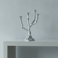 Tree Branch Form Candelabra Holder Metal Tree Branch Candelabra Artistic Candle Holder with Four Sockets for Tabletop