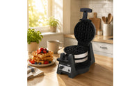 Non-Stick Rotating Waffle Appliance 1400W Rotating Waffle Iron Compact Breakfast Appliance Black for Home Use