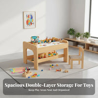 Wooden Construction Block Table Solid Wood Construction Block Table Rounded Corners Convertible Activity Desk for Young Children, Parents, Daycare