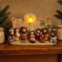 Cartoon Nativity Display Giftable Christmas Stable Figurines