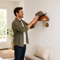 Wooden Wall Hat Rack Decorative Surface-Attached Hat Fastener to Install Wooden Cap Organizer for Entryway, Hallway, Bedroom