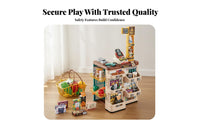 57 Pieces Realistic Design Kids Grocery Shop with Shopping Cart Rich Accessories Kids Grocery Shop Playset Educational Toy Checkout Counter with Scanner Sturdy Construction for Preschoolers, Toddlers, Parents, Playroom, Daycare, Birthday Parties, Home