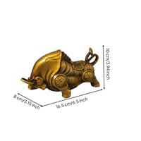 Bull Figurine Bronze-Colored Astrological Ornament Compact Bull Statue for Office Desk