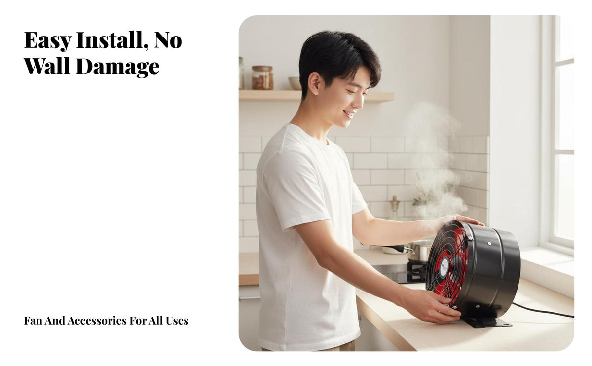 No-Drill Installation Mini Kitchen Smoke Extractor Strong Suction Portable Range Hood Compact Design Ductless Smoke Extractor Quiet Operation for Apartment Dwellers, Home Cooks, RV Owners, Small Areas, Dorm Room, Hot Pot, Indoor BBQ