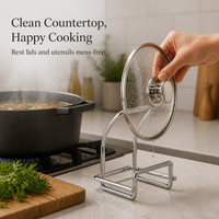 Stainless Steel Pot Lid and Cutting Board Holder for Countertop
