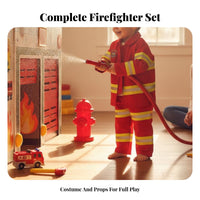 Realistic Design Kids Firefighter Costume Set Reflective Stripes Kids Firefighter Uniform Sturdy Materials for Boys, School Events, Parties