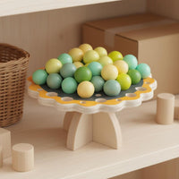 42 Pieces Wooden Blossom Balance Game Hand-Eye Coordination Training Bead Balance Toy Parent-Child Interactive Kids Stacking Beads Game for School