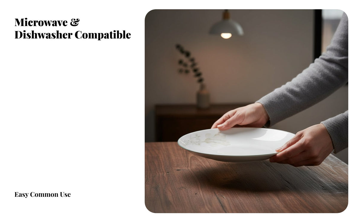 Ceramic Dinnerware Set, Underglaze Floral Bowls & Plates, Minimalist Japanese Design, Microwave Gift Box
