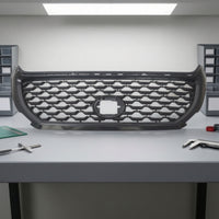 Front and Center Intake Grille Ventilated Mesh Grille with Oval Opening Automotive Part Shielding Wear Resistant