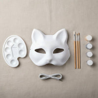 Paintable Cat Mask Lightweight Blank Cat Mask Reusable for Halloween, Festivals