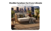 Thick paddings 4-Piece Woven Rope Lounge Group Weather-Resistant Outdoor Furniture Modern and design Patio Seating High Load-Bearing Frame for Hotel Managers, Guesthouse managers, Balcony, waterfront area, Villa Courtyard, rearyard