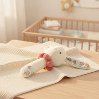Baby Rattle Teether Toy Lightweight Rabbit Rattle with Bell Sensory Stuffed for Babies, Stroller, Crib
