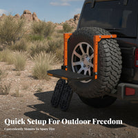 Foldable Hook-on Tire Step Orange Vehicle Tire Step Steel Non-Slip Surface for Outdoor