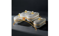Snack Tray with Lids Gold-Tone Divided Serving Tray Snack Platter Decorative Organizer Clear for Hosts, Living Room, Countertop