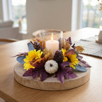 Tabletop Wreath with Candle Holder Decorative Decorations Multicolor for Mantel