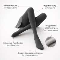 Fleece Lined Tights for Women with Ribbed Texture Design, Thermal Leggings for Winter Wear and Cold Weather