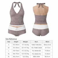 Swimsuit for Girls and Women's Bikini Sets for Water Sports, V-Neck Backless Summer Outfit with Control, High Waist Bottoms in Polyester Spandex