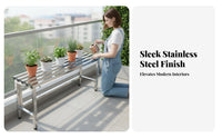 Rust-Resistant Single-Tier Slatted Bench Indoor & Outdoor Use Plant Stand Long-Lasting Construction Storage Rack Simple Design for Gardeners, Homeowners, Apartment Dwellers, Balcony, Outdoors, Garden, Living Room