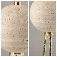 Travertine Sphere Sculpture Polished Abstract Tabletop Sculpture Unique Tabletop Decorative Ball for Home Decorators, Display Shelf, Buffet Cabinet
