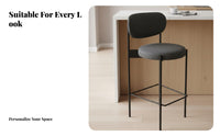 Nordic Design Upholstered High-Back Stool With Backrest Counter Chair Modern Design Home Furniture Elegant Aesthetic for Homeowners, Bar Owners, Adults, Cafe, Restaurant, Reception Area, Kitchen Island