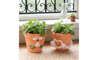 2 Pieces Cartoon Resin Planter Gift Idea Cute Pot Small Plant Holder Home Decor for Couples
