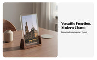 Wooden Base Acrylic Frame Minimalist Design Wooden Base Picture Frame Hand-Polished Wood Photo Stand for Desktop, Office