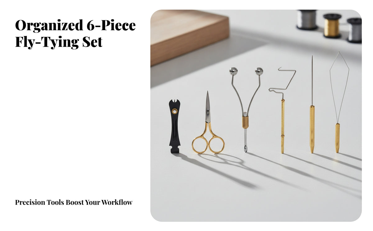 6 Pieces Multi-Function Fly Tying Tool | Metal Construction, Compact Handheld Design, Fly Tying Starter Kit, for Workbench