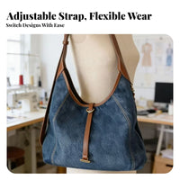 Korean Design Large Capacity Denim Tote Versatile Design Denim Shoulder Bag Lightweight for Commuters, Students, Commuting, Daily Use