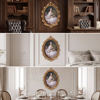 Oval Picture Frame Gold-Finish Oval Frame with Scroll Relief Vintage-Style for Decorators, Living Room