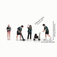 4 Pieces Convenience Store Worker Figurines Painted Worker Figures Tiny Figurines with Costumes for Collectors, Diorama
