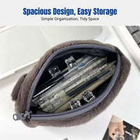 Cartoon Plush Pencil Case, Penguin Design, Student Stationery Organizer, High Capacity