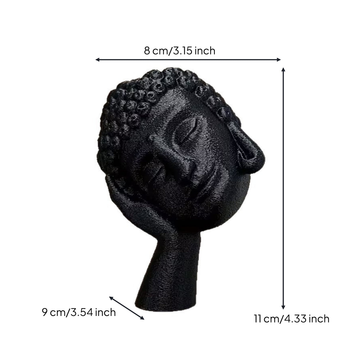 3D-Printed Tabletop Buddha Statue Zen-Style Buddha Bust Statue Freestanding Sculpture Textured for Practitioners