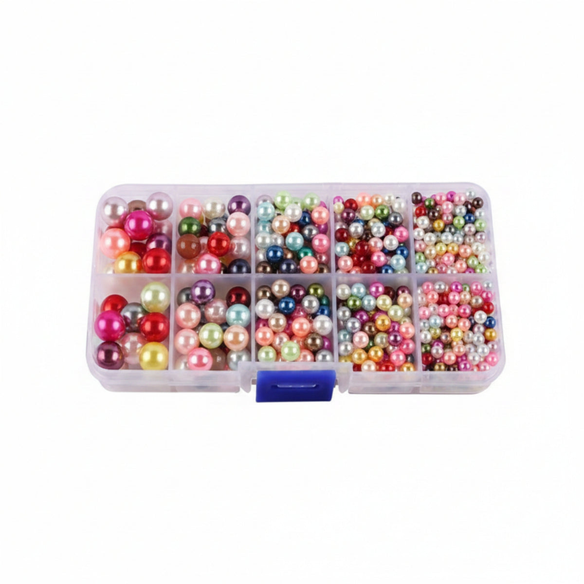 Multi-Size Pearl Assortment Assorted Plastic Pearl Beads Round Bead Box with Latch Lustrous for Designers
