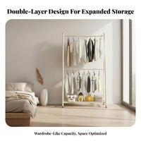 Sturdy & Long-Lasting Heavy Duty Clothing Rack Easy Assembly Freestanding Clothes Rack with Shelf Space-Saving 2-Tier Clothing Organizer Large Capacity for Homeowners, Boutique Owners, Bedroom, Dorm Room, Entryway, Basement