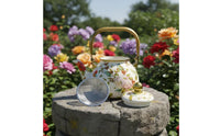 Teapot with Infuser Gold Enamel Floral Teapot Porcelain Enameled Kitchenware for Kitchen Counter