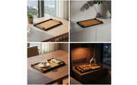 Tray with Handles Shallow Metal Frame Tray Modern Platter for Coffee Table, Vanity