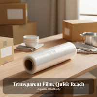 PE Stretch Film Roll High Stretchability Stretch Wrap Film Hard-Wearing Moving Wrap for Businesses, Logistics Professionals, Dormitory, Storage