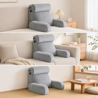 Oversized Bed Backrest Pillow Gray Synthetic Cover Household & Relaxation Item Reading Support Pillow