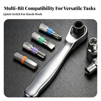 Curved Handle 1/4-Inch Ratchet Wrench Polished Finish Bi-directionalDirection Ratchet Wrench Compact
