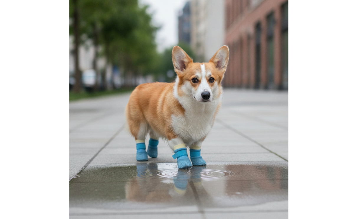 4 Pieces Dog Shoes with Slip-Resistant Sole Wear-Resistant Paw Protectors with Knitted Upper Anti-Skid Dog Socks with Grippers for Dogs, Pets