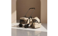 Single-Action Folding Double-Layer Pet Stroller Breathable Pet Stroller with Detachable Carrier Comfy Long-Lasting for Outings