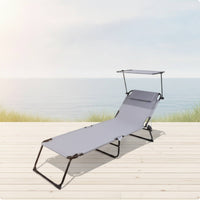 Outdoor Lounge Chair with Foldable Reclining Outdoor Lounge Chair Adjustable Lounger for Campers, Anglers, Patio
