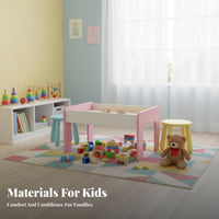 Rounded Corners Building Block Table with Storage Double-Sided Tabletop Multifunctional Kids Activity Table Convertible Learning Desk for Children, Toddlers, Preschoolers, Playroom, Nursery, Daycare, Classroom