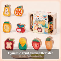 Wooden Pretend Food Set Storage Box Wooden Pretend MealSet Cut-out Handles