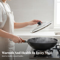Iron Wok Gas Cooktop Compatible Traditional Iron Wok Uncoated Frying Pan Long-Lasting Cookware Even Heat Distribution