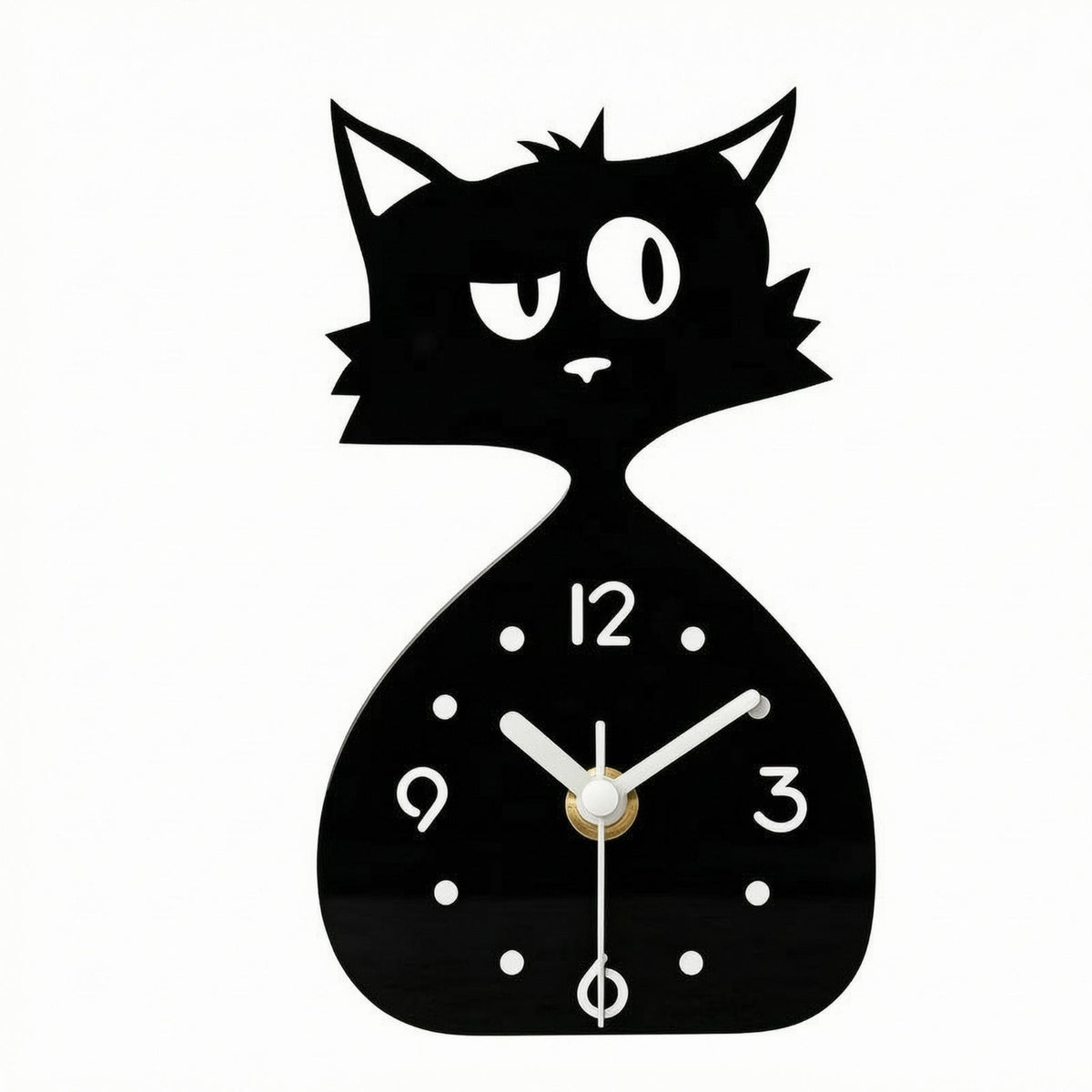 Cat-Shaped Clock Compact Size Cat Desk Clock Cute Home Decor for Desktop