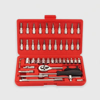 Ratchet Wrench Tool Kit Portable Socket Wrench Set with Case Compact Ratchet and Socket Set for Vehicle Owners, Garage, Home Repair