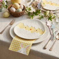 Easter Bunny Napkin Festive Design Plaid Easter Napkin Easy Cleanup Gingham Bunny Serviette for Families, Parents, Parties, Table Decoration, Picnics
