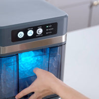 Countertop Ice Unit Stainless Steel Granular Ice Unit Transparent Door Water Reservoir for Kitchen, Commercial Drink Service