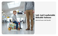 Multi-Functional Kids Rideable Luggage Wheels Kids Sit-and-Roll Suitcase Long-Lasting Hard Shell for Toddlers, Airport, Boarding, Vacation